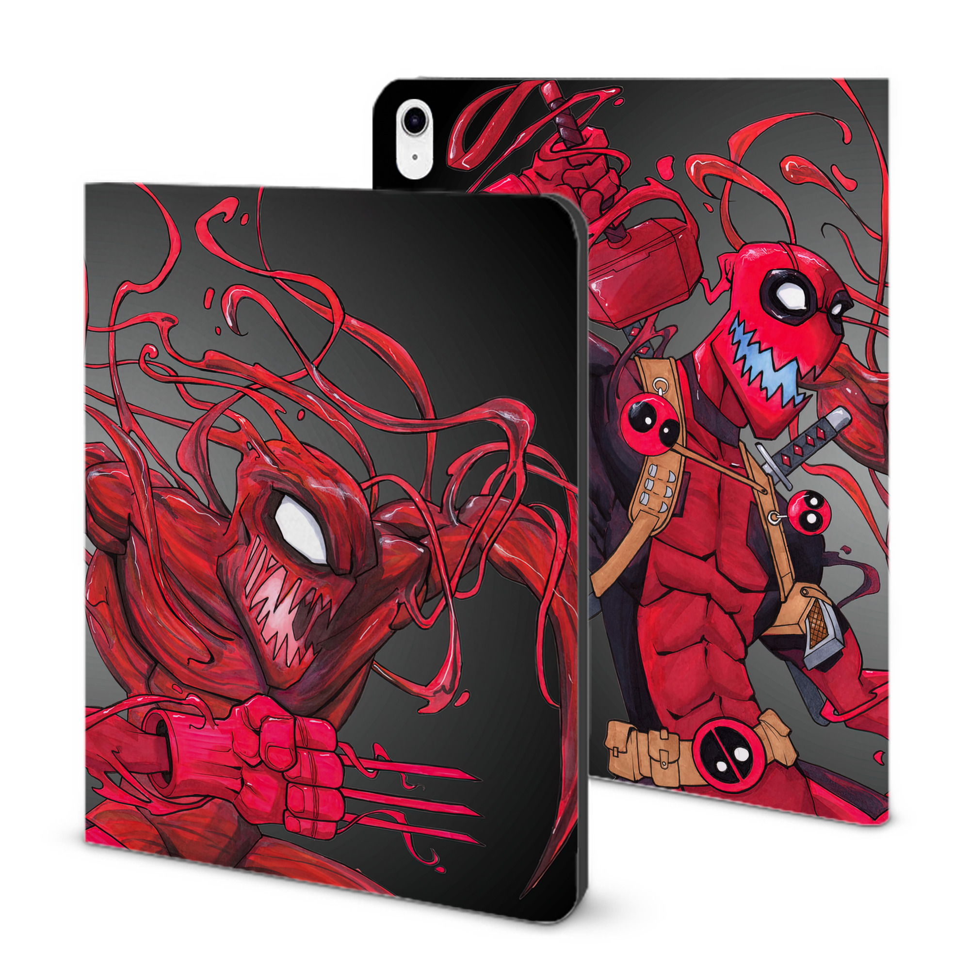 （画像用） Deadpool デッドプール IPad ケース ブック型 PUレザー TPU 耐衝撃 軽量 薄型 ペン収納なし 全面保護 IPad 各モデル対応